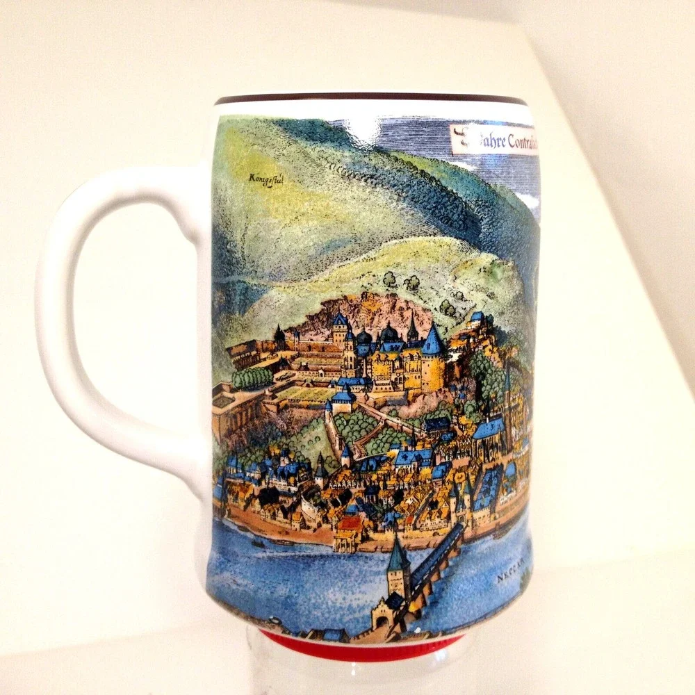 Vintage Reutter Porzellan Beer Stein Heidelberga Neccar fluvius Hassen W Germany